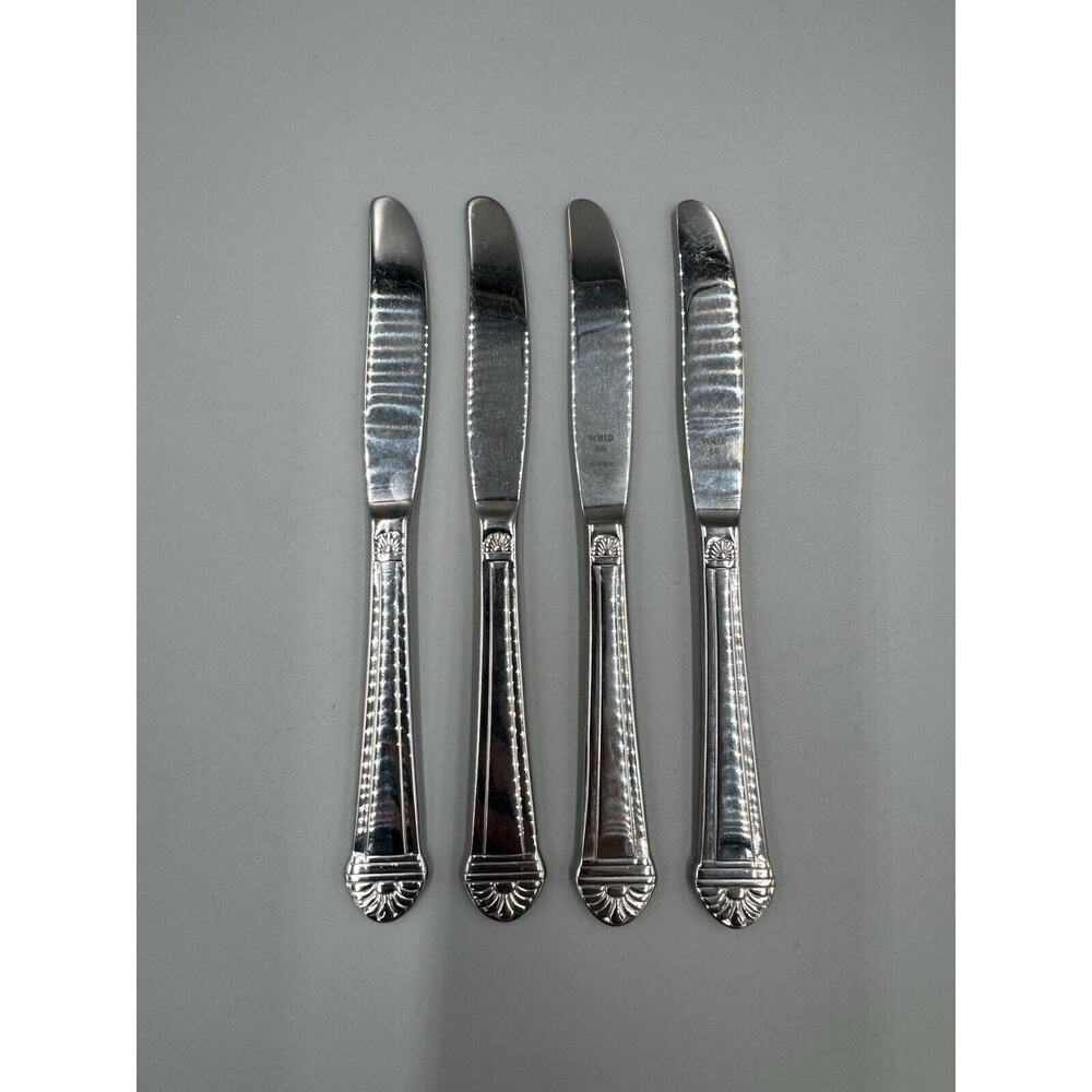 World 66 Butter Knives‎ Shell Pattern Flatware Korea Made Set Of 4
